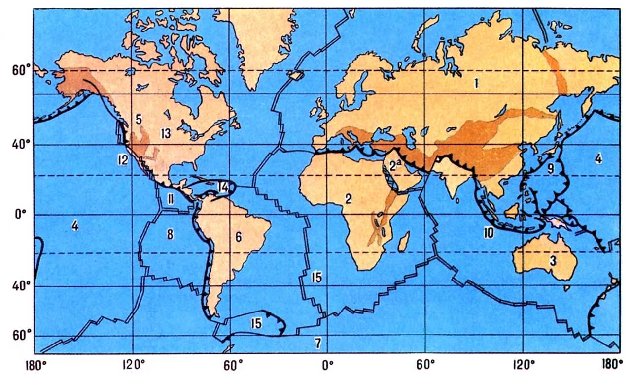 Какая карта необходима для изучения движения литосферных плит физическая строения земной коры